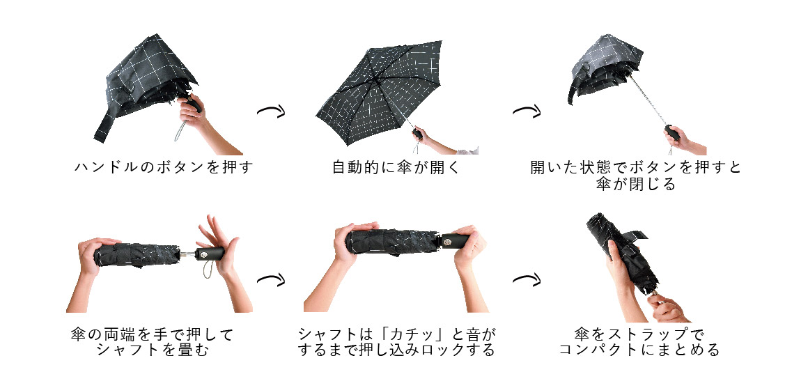 自動開閉傘の使用方法_図解